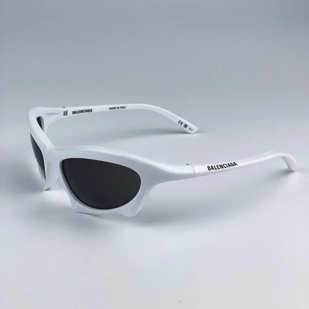 Balenciaga BB0229S 004 Sunglasses White Grey Bat Rectangle Unisex